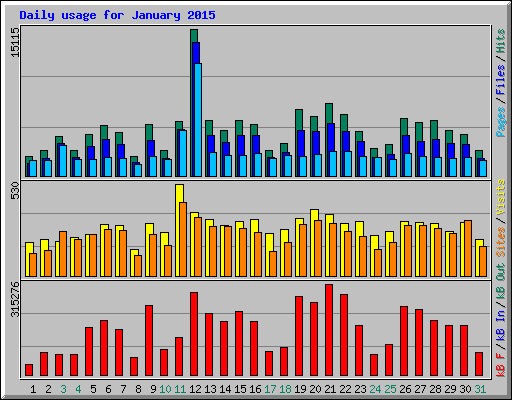 Daily usage for January 2015