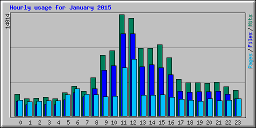 Hourly usage for January 2015